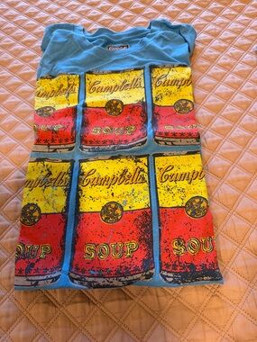 MensGraphic Tee in Light Blue with Red & Yellow Soup Can Print
